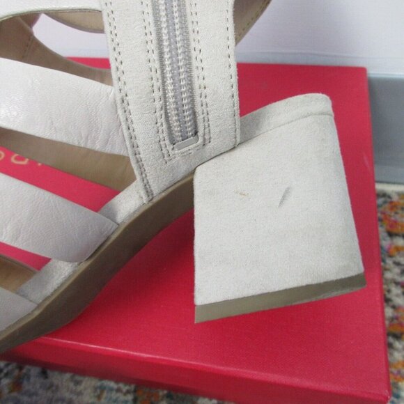 Franco Sarto L-Mesa Women Leather Strappy Open Toe Sandals Size 7 Taupe Heel 558 - Picture 4 of 10